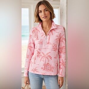 Talbots Cozy Crush Pullover in Beach Villa Print